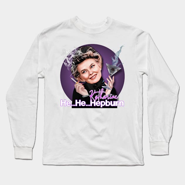 Katharine Hepburn Long Sleeve T-Shirt by Indecent Designs